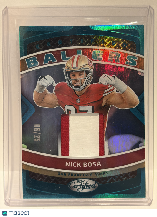 2024 Panini Certified Ballers Nick Bosa 06/25 Patch Teal #CBM-NBA Near Mint - Papa Joey's Collectibles