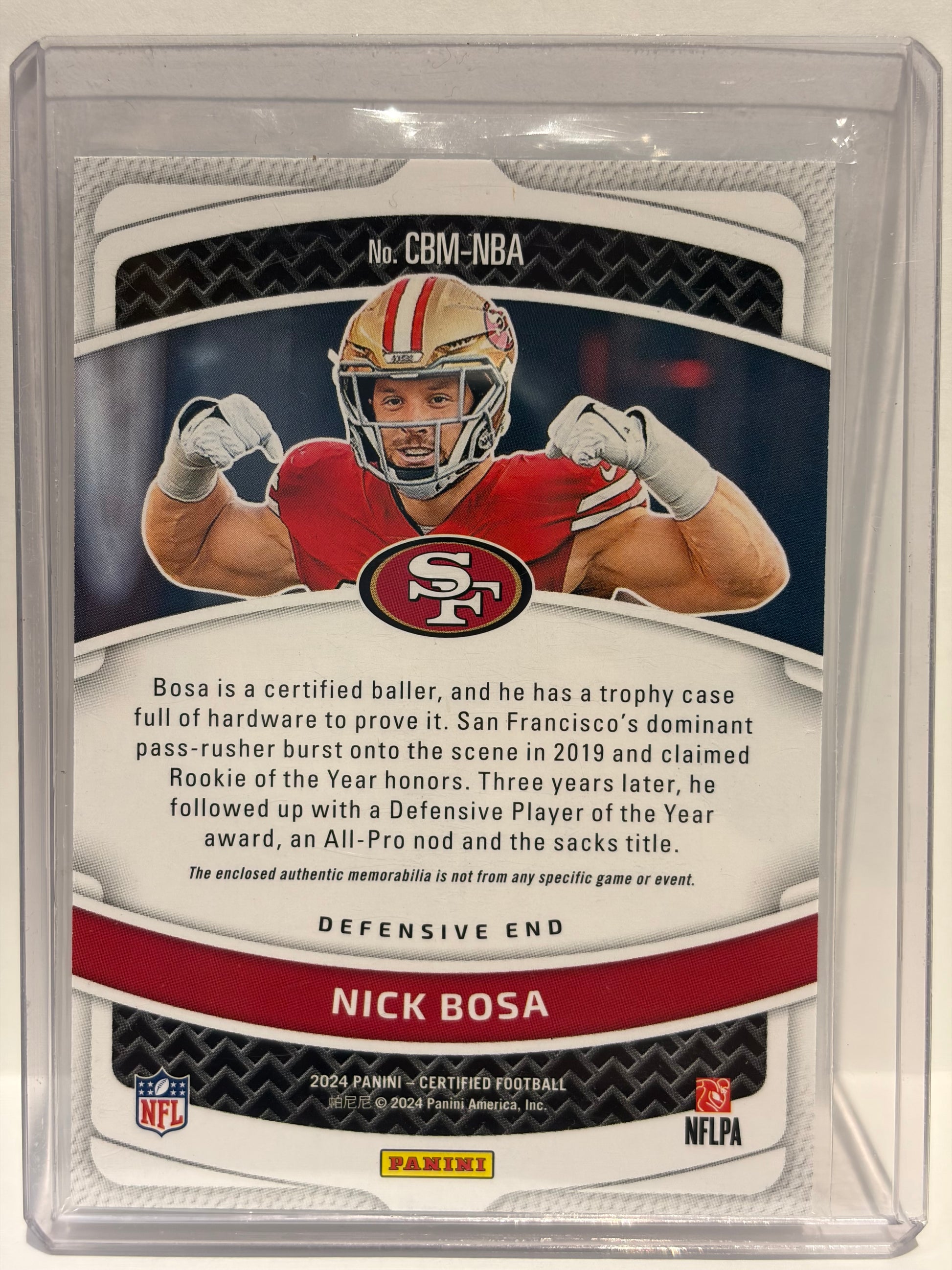 2024 Panini Certified Ballers Nick Bosa 06/25 Patch Teal #CBM-NBA Near Mint - Papa Joey's Collectibles