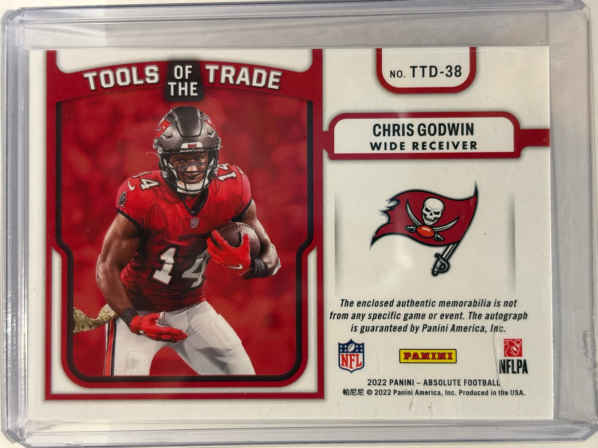 2022 Panini Absolute Football Chris Godwin 44/99 Auto Patch #TTD-38 Near Mint - Papa Joey's Collectibles