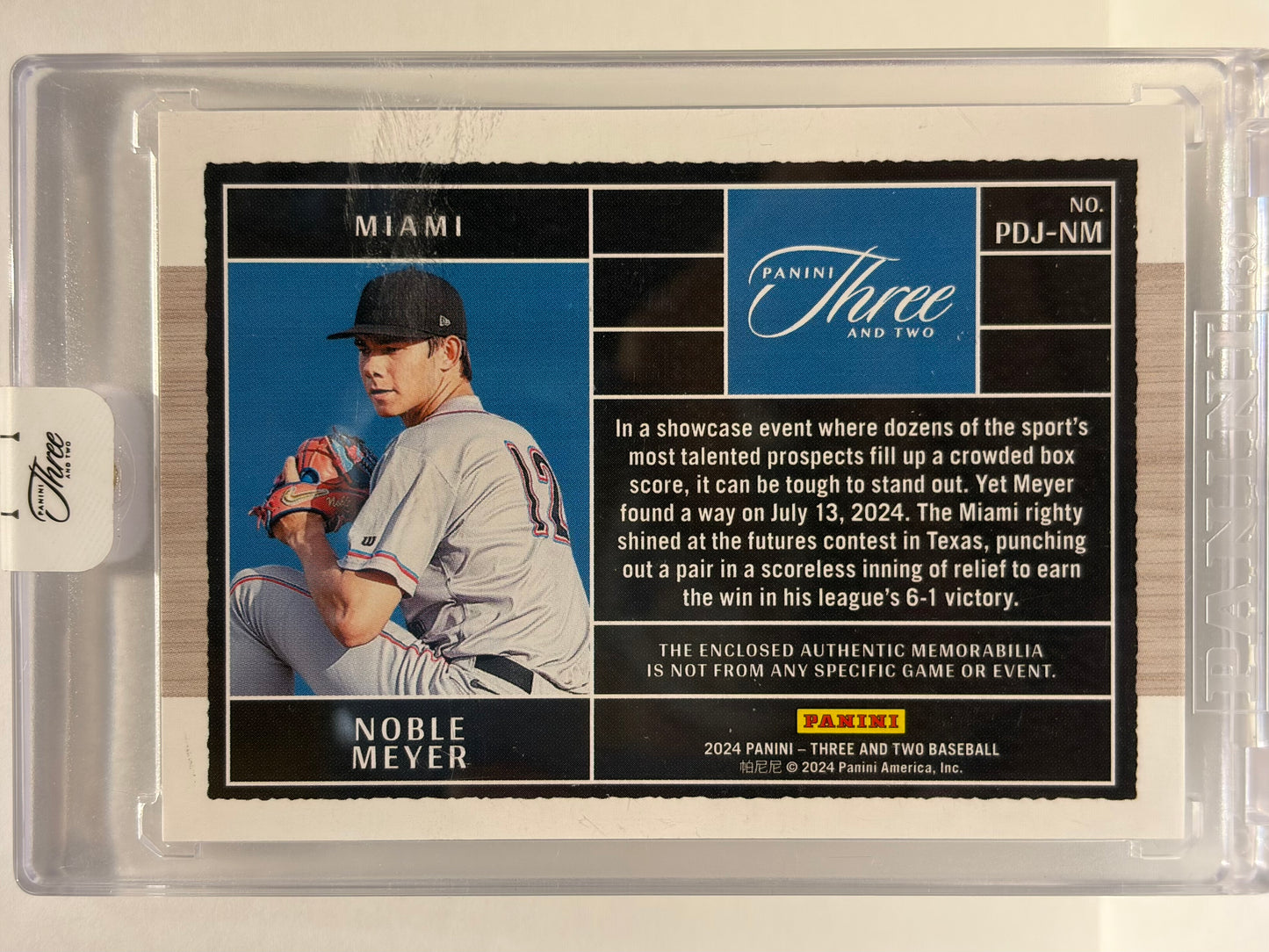2024 Panini Three and Two Baseball Noble Meyer Patch 02/49 #PDJ-NM Near Mint - Papa Joey's Collectibles