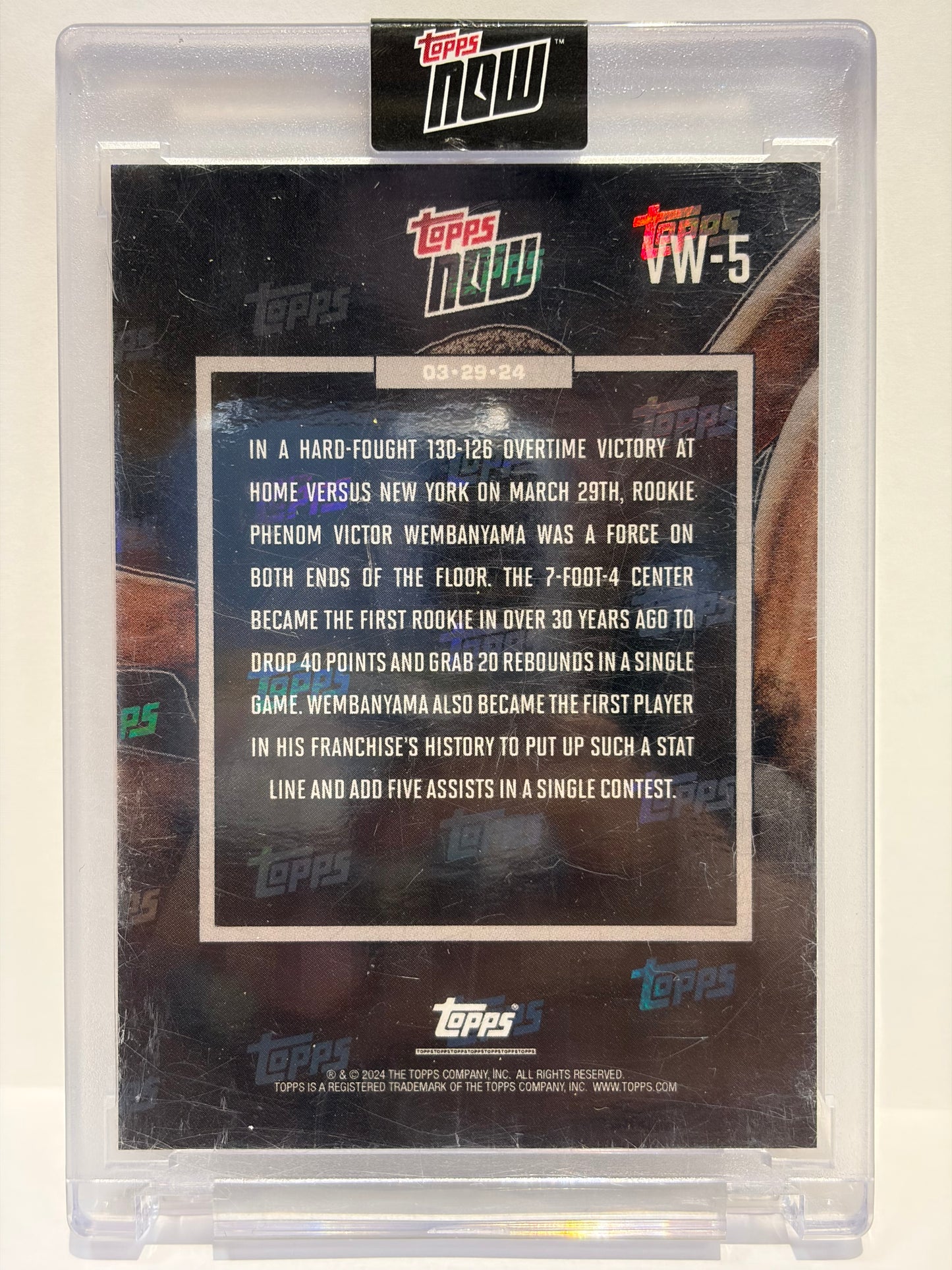 2024 Topps Now Basketball Victor Wembanyama RC #VW-5 Near Mint - Papa Joey's Collectibles