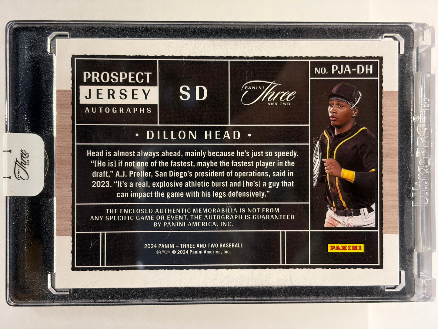 2024 Panini Three and Two Dillon Head Auto Patch 78/99 #PJA-DH Near Mint - Papa Joey's Collectibles