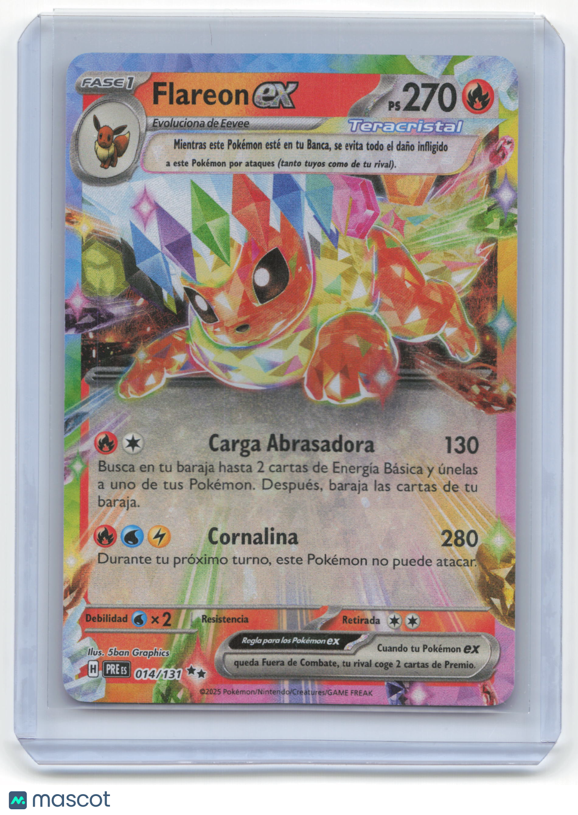 2025 Pokemon Flareon EX Prismatic Evolutions Double Rare #14/131 Spanish NM - Papa Joey's Collectibles