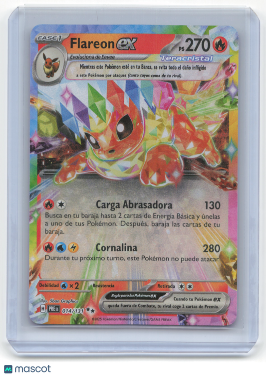 2025 Pokemon Flareon EX Prismatic Evolutions Double Rare #14/131 Spanish NM - Papa Joey's Collectibles
