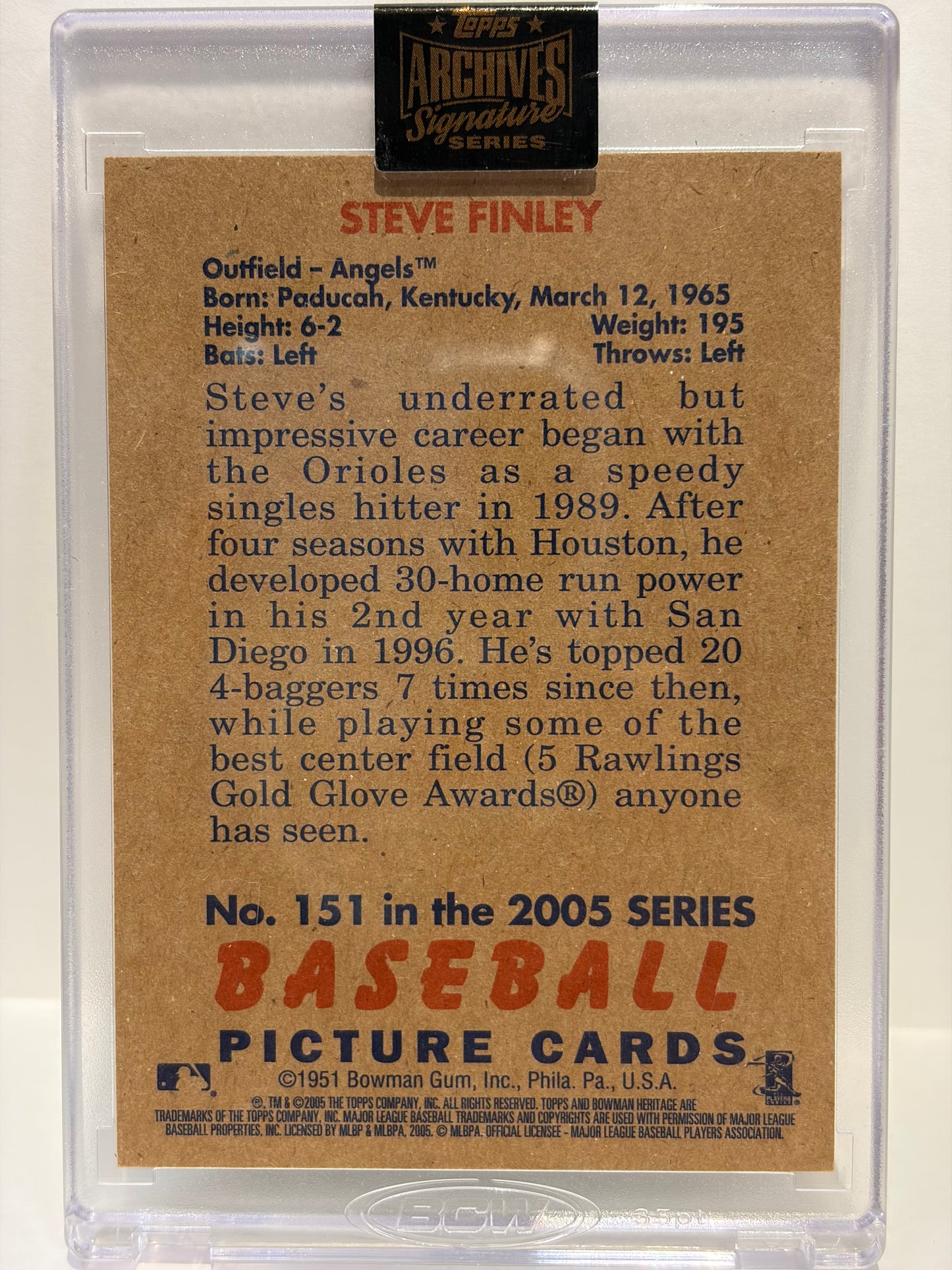 Topps 2005 Bowman Heritage Baseball Steve Finley Autograph 32/38 #151 Near Mint - Papa Joey's Collectibles