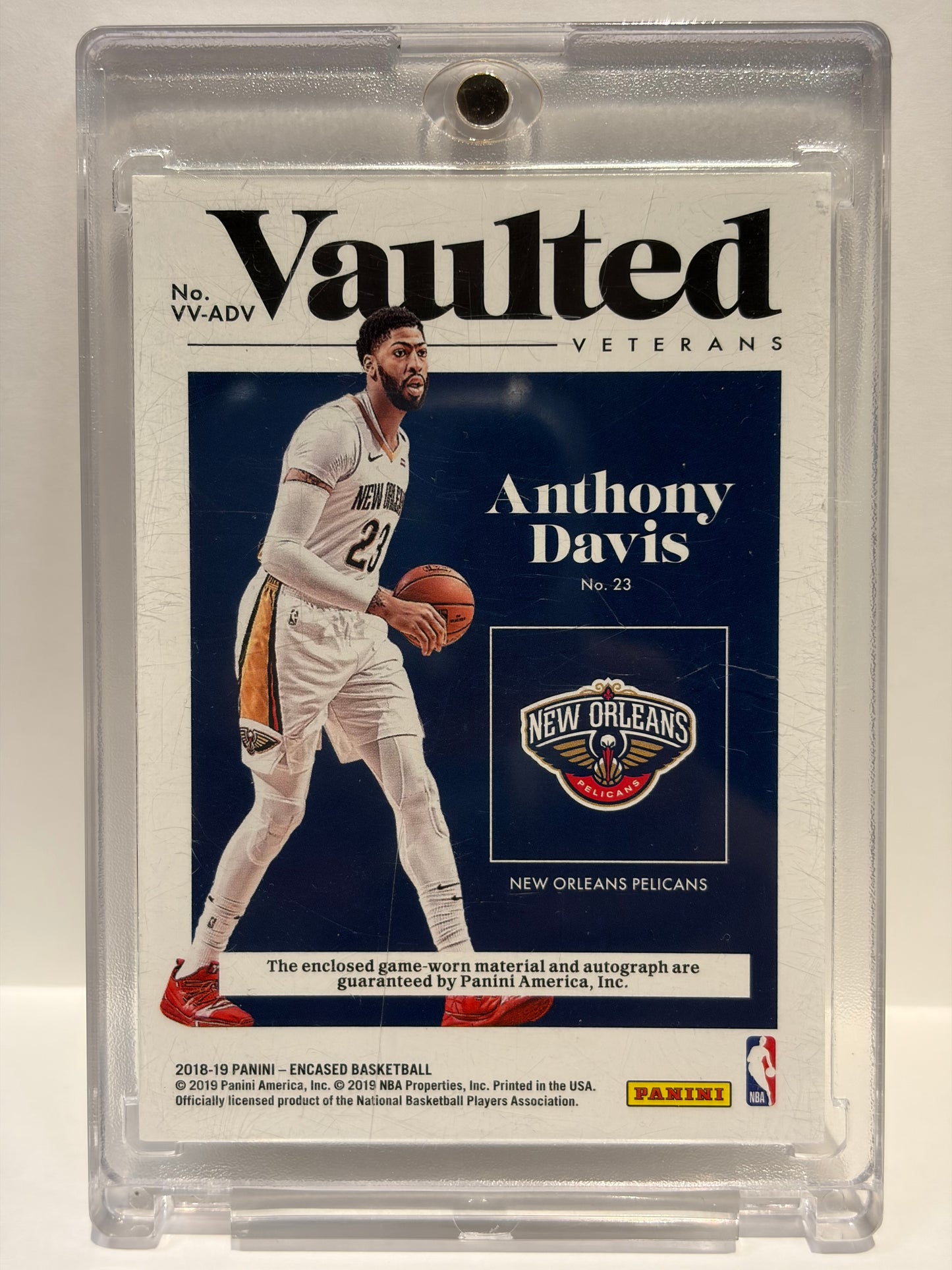 2018-19 Panini Encased Vaulted Veterans Anthony Davis Auto 04/35 Patch #VV-ADV - Papa Joey's Collectibles
