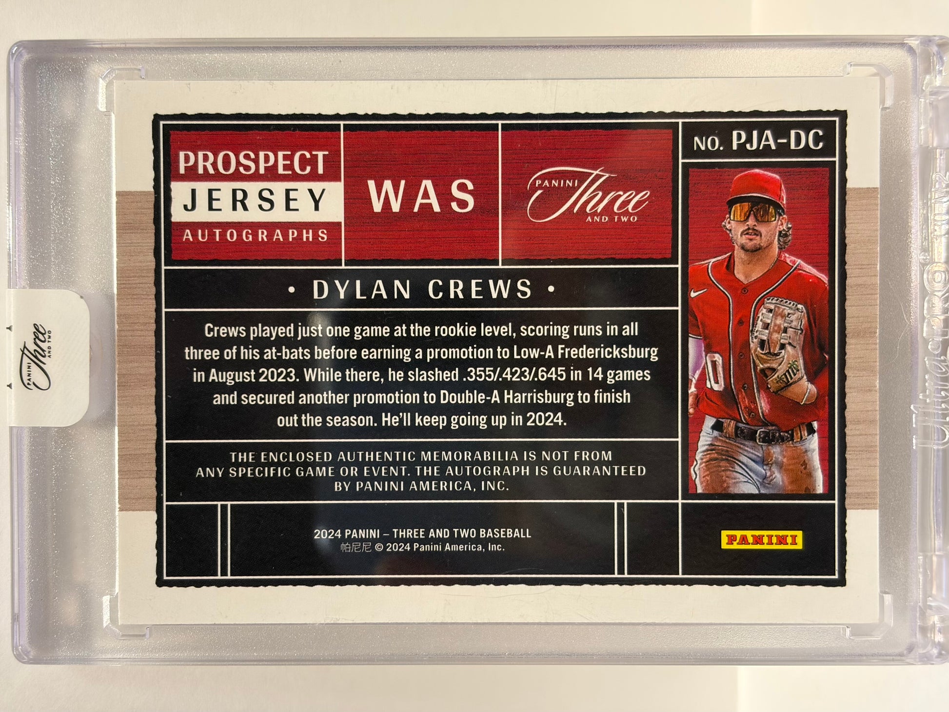 2024 Panini Three and Two Prospect Jersey Autographs Dylan Crews 2/3 #PJA-DC - Papa Joey's Collectibles