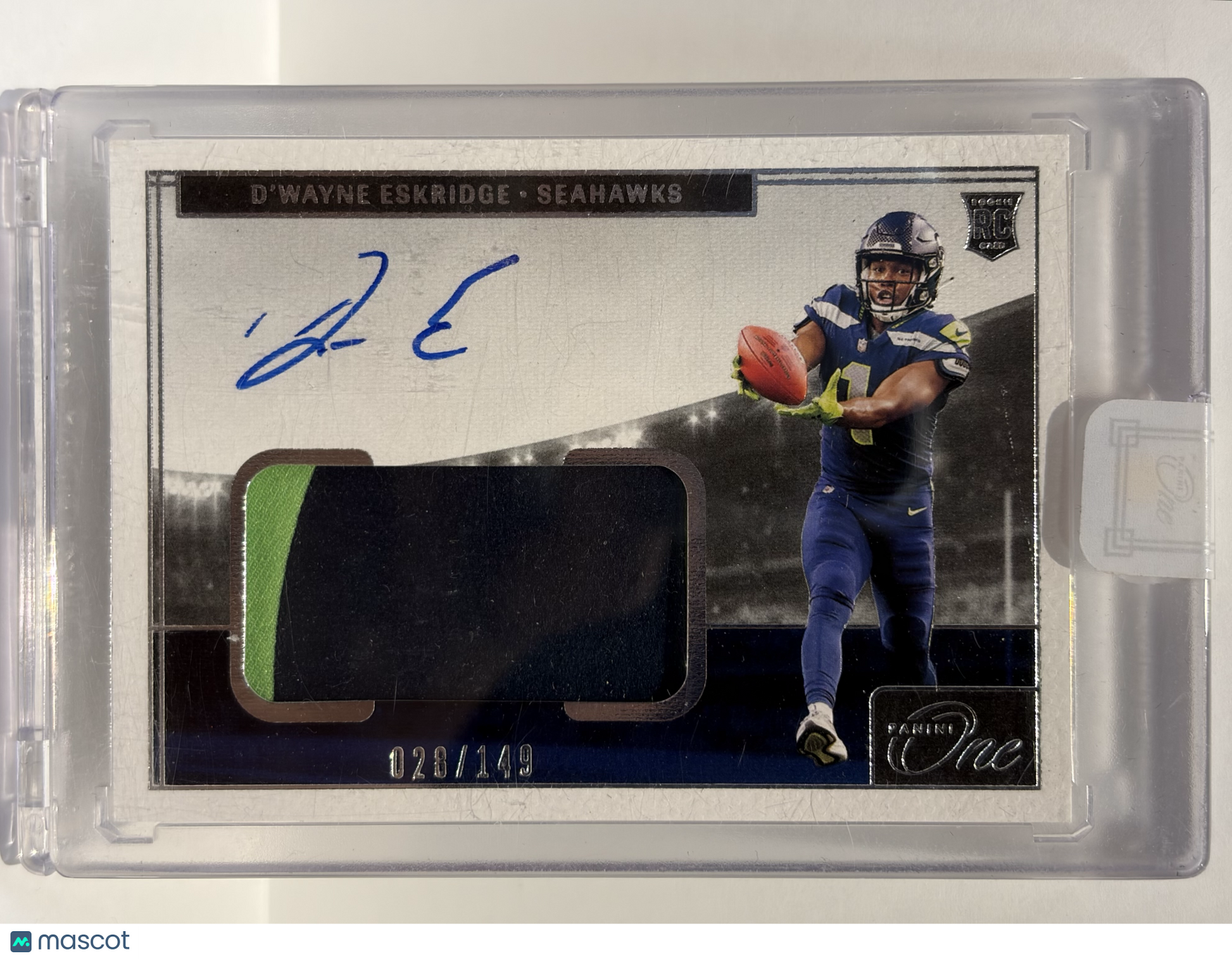 2022 Panini One D'Wayne Eskridge Autograph Patch 028/149 RC #19 Near Mint - Papa Joey's Collectibles