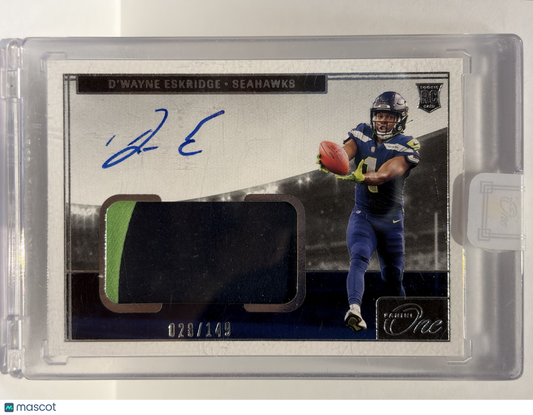 2022 Panini One D'Wayne Eskridge Autograph Patch 028/149 RC #19 Near Mint - Papa Joey's Collectibles