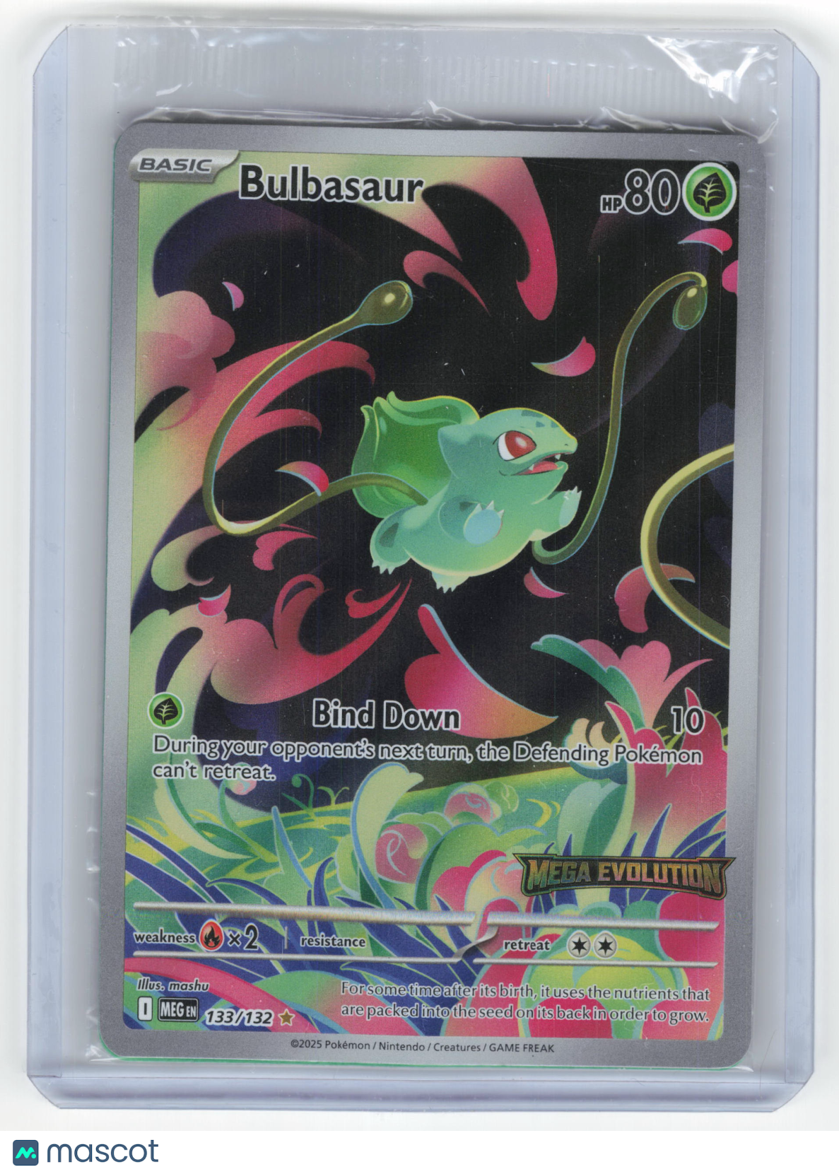 2025 Pokemon Bulbasaur Mega Evolution IR Holo #133/132 Stamped [SEALED] - Papa Joey's Collectibles