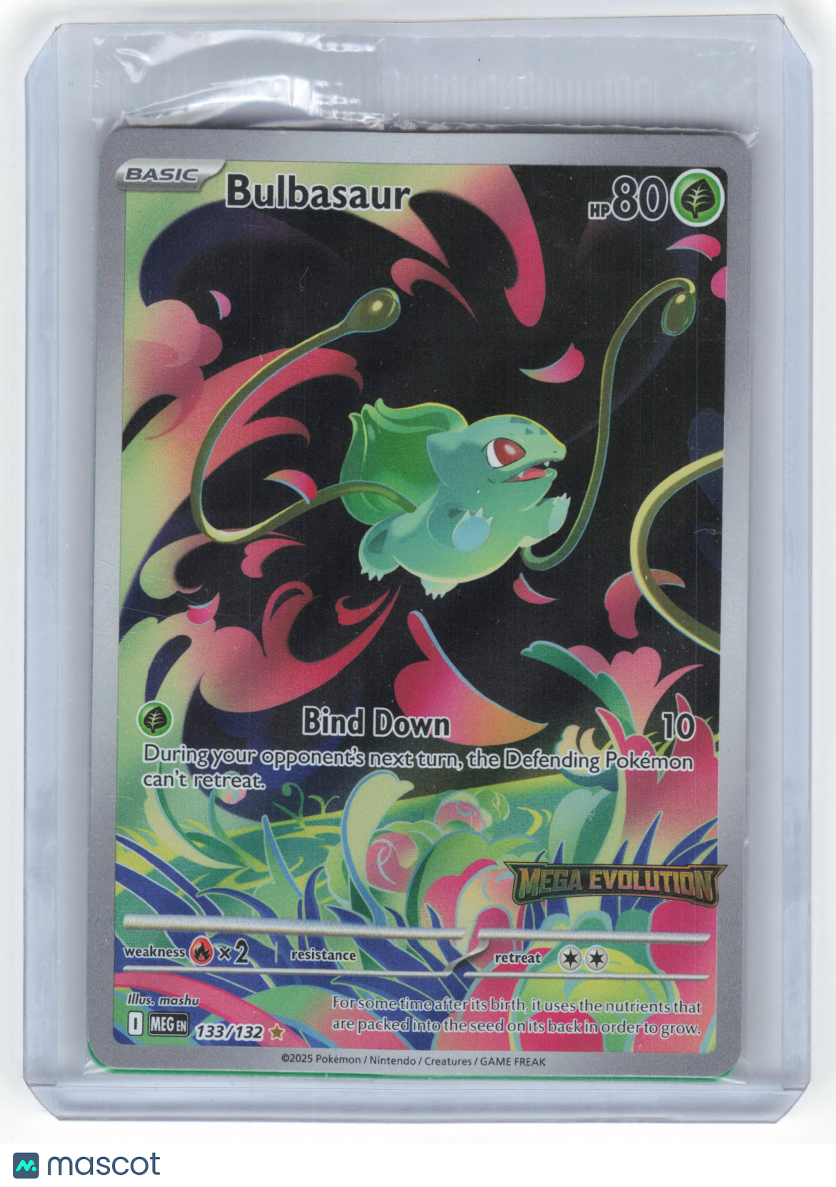 2025 Pokemon Bulbasaur Mega Evolution IR Holo #133/132 [SEALED] Stamped - Papa Joey's Collectibles