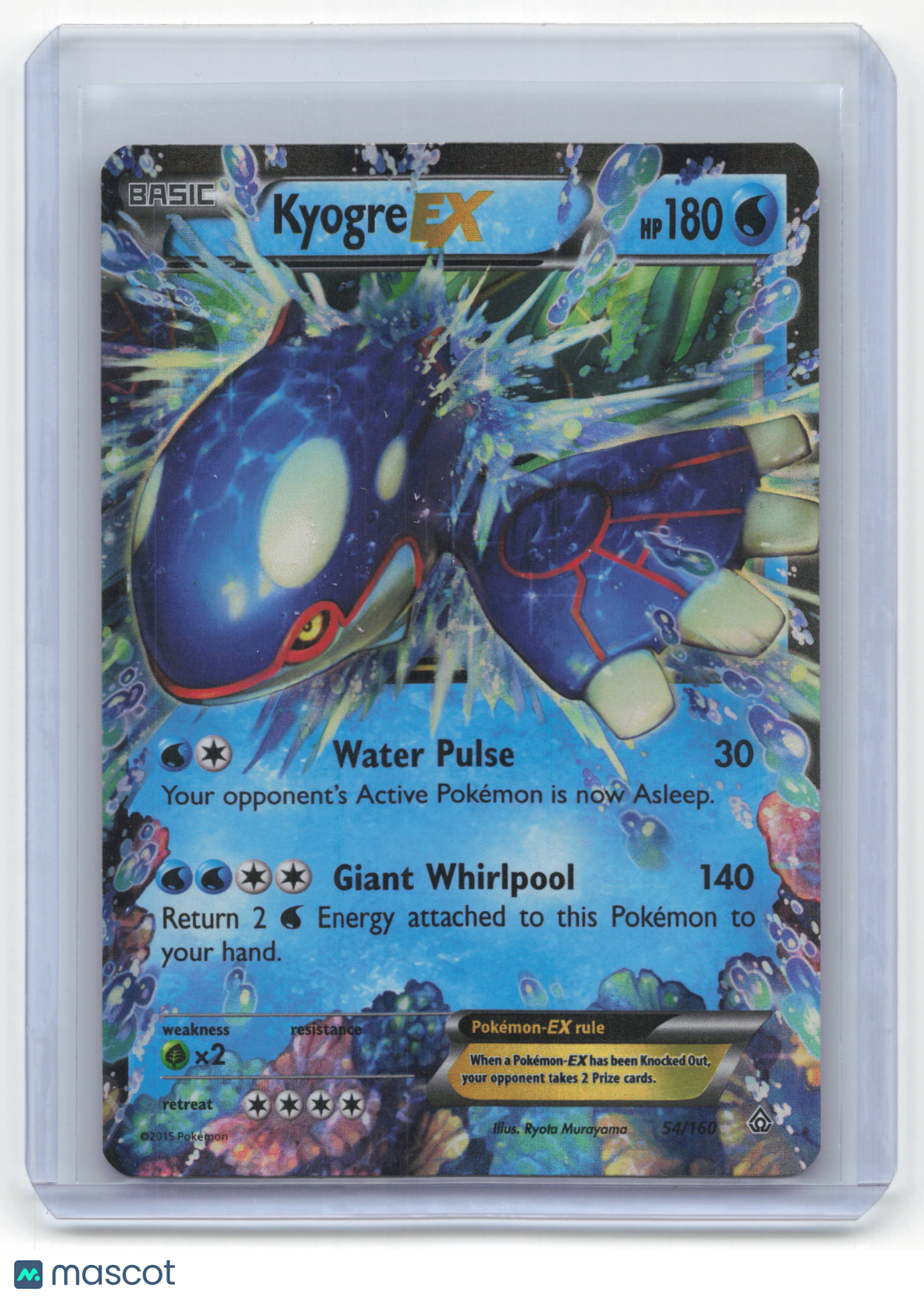 2015 Pokemon Kyogre EX Primal Clash Rare Holo #54/160 Lightly Played