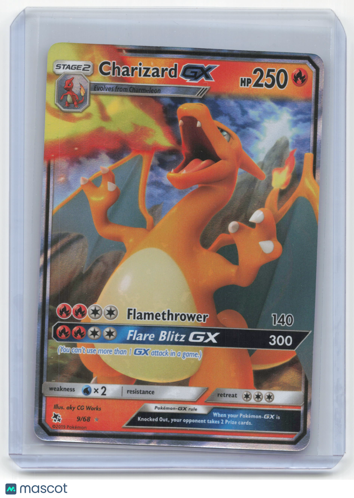 2019 Pokemon Charizard GX Hidden Fates Rare Holo #9/68 Near Mint