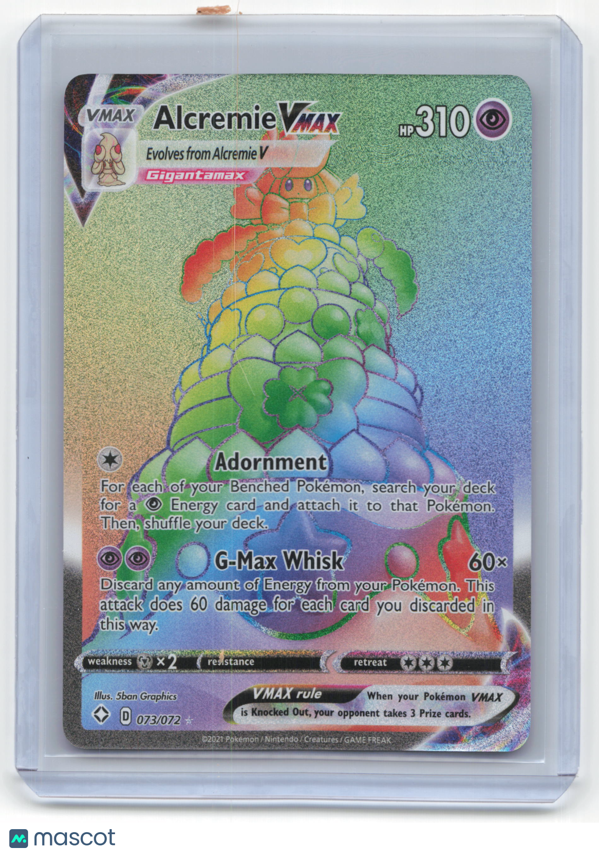 2021 Pokemon Alcremie VMAX Shining Fates Secret Rare Rainbow #73/72 Near Mint