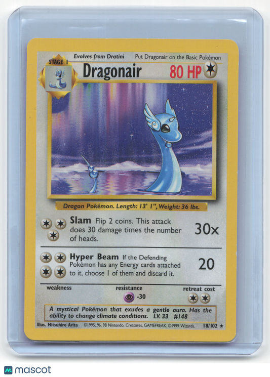1999 Pokemon Dragonair Base Set Rare #18/102 Near Mint