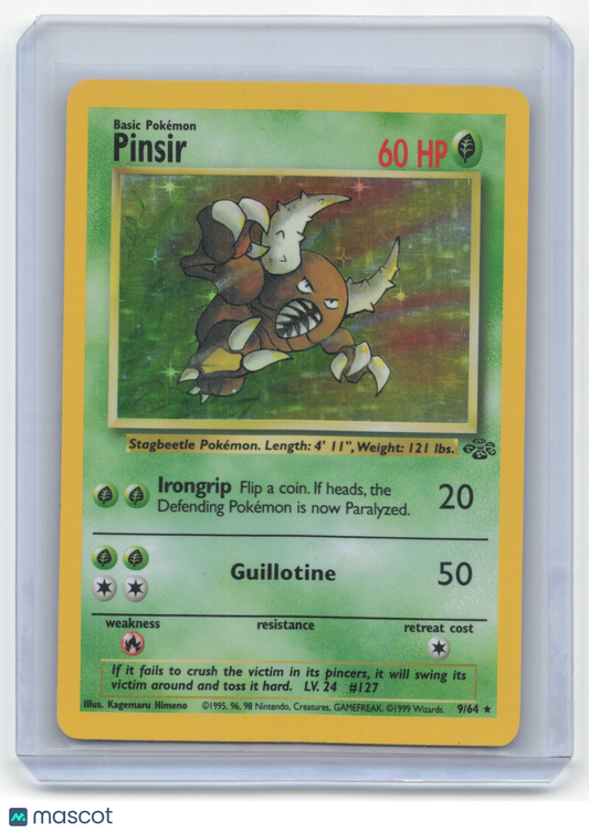 1999 Pokemon Pinsir Jungle Rare Holo #9/64 Moderately Played