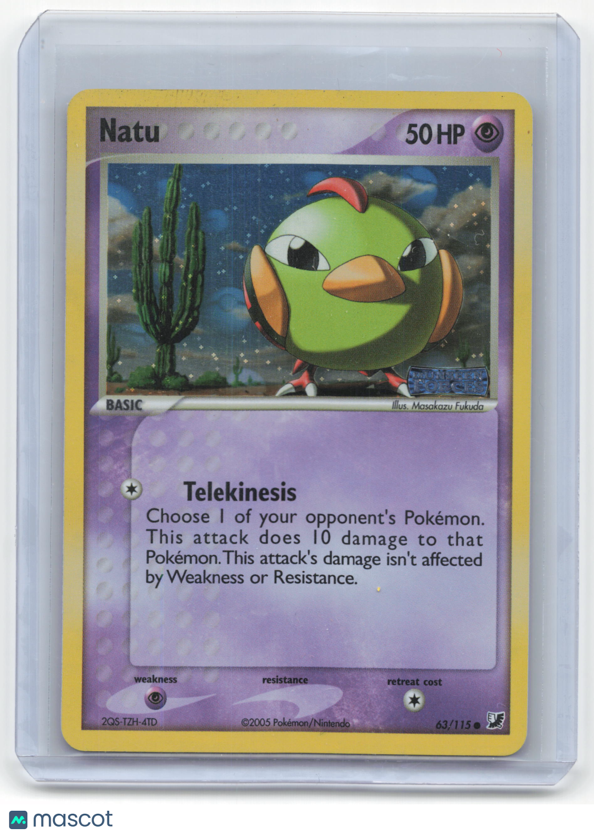 2005 Pokemon Natu EX Unseen Forces Uncommon Holo #63/115 Moderately Played