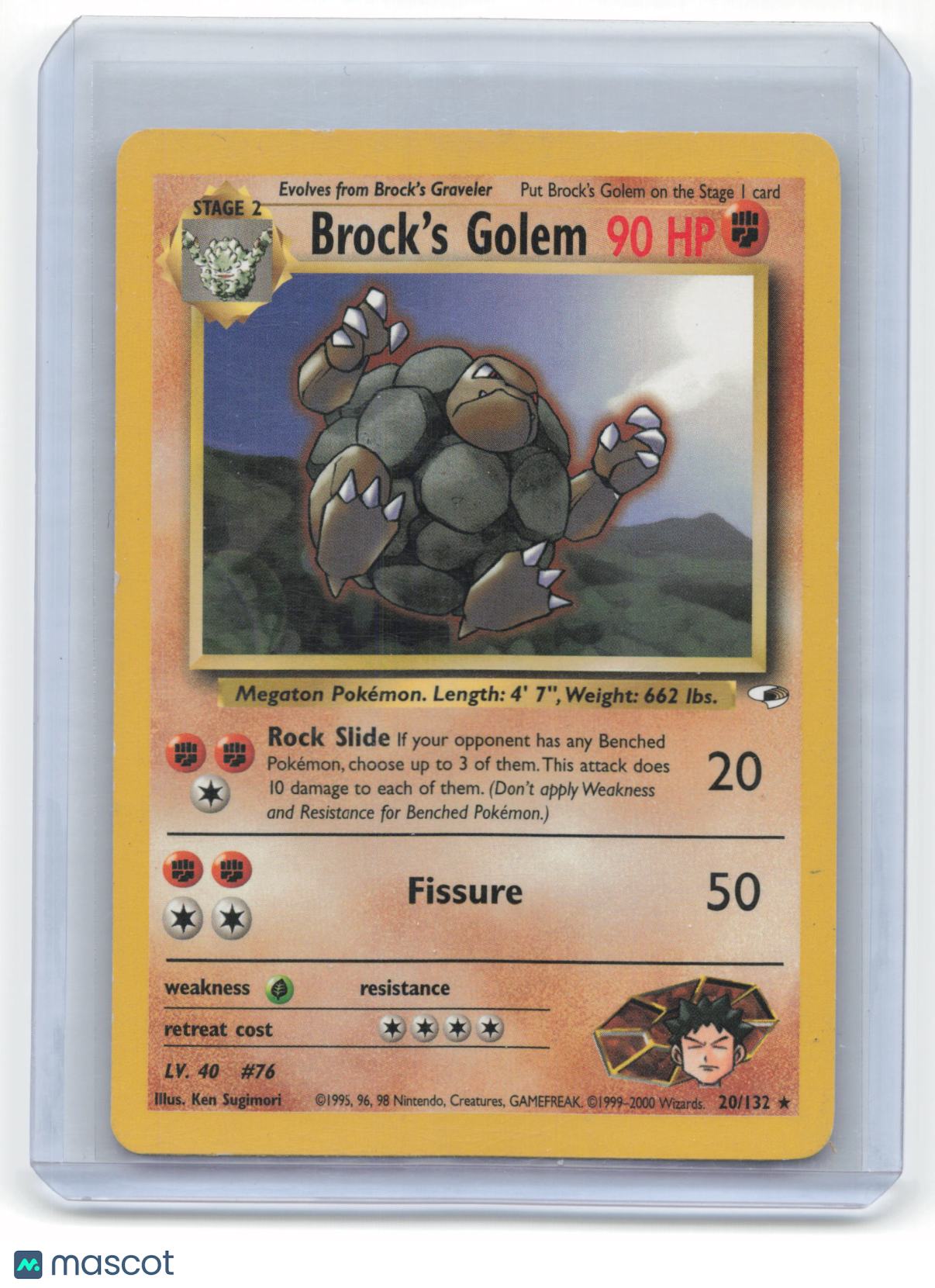 2000 Pokemon Brock's Golem Gym Challenge Rare #20/132 Near Mint
