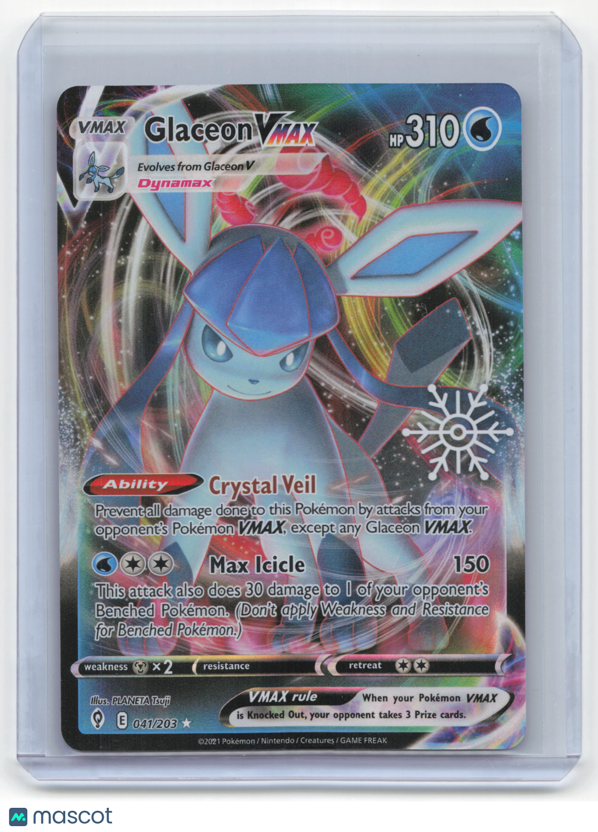 2021 Pokemon Glaceon VMAX Evolving Skies Rare Holo #41/203 Near Mint