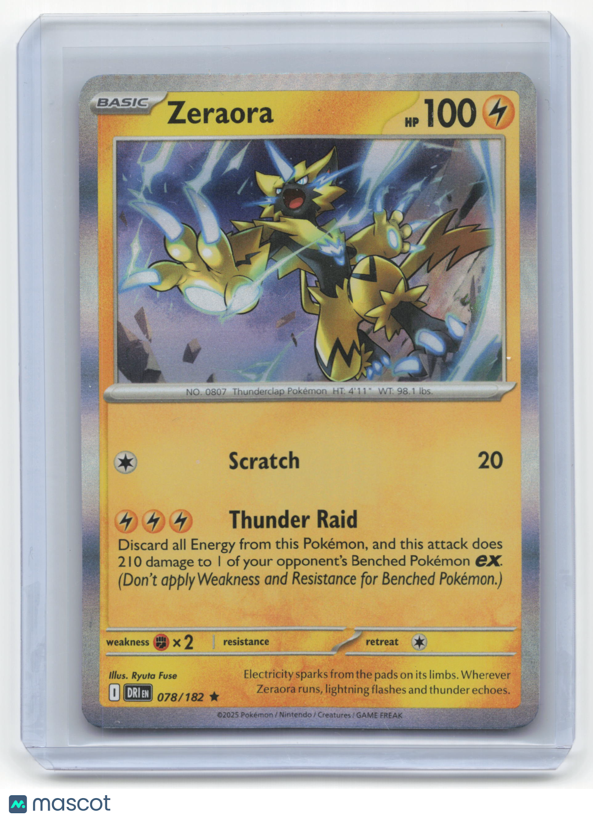 2025 Pokemon Zeraora Destined Rivals Rare Holo #78/182 (Crimp Error)