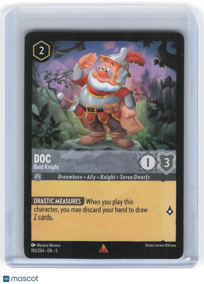 2024 Disney Lorcana TCG—Doc, Bold Knight #193/204 Shimmering Skies—Rare Non-Foil
