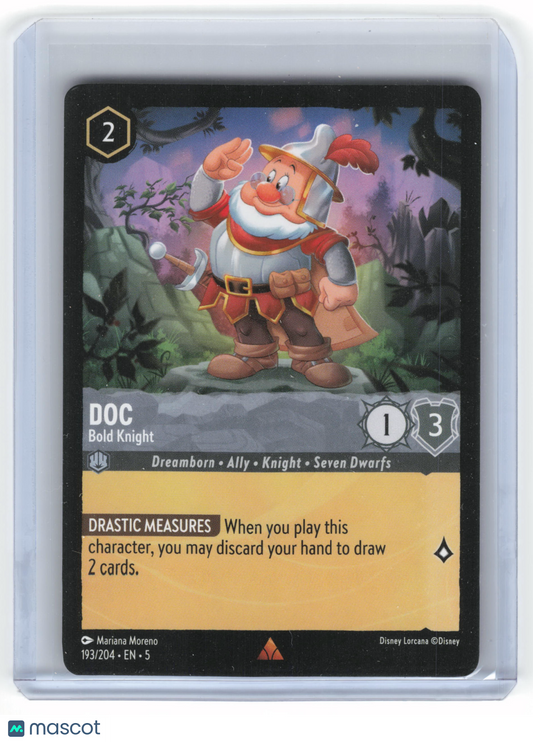 2024 Disney Lorcana TCG—Doc, Bold Knight #193/204 Shimmering Skies—Rare Non-Foil