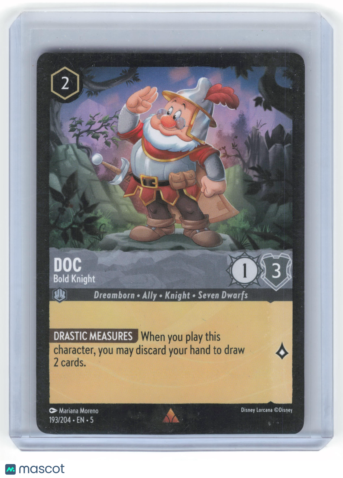 2024 Disney Lorcana TCG—Doc, Bold Knight #193/204 Shimmering Skies—Rare Non-Foil
