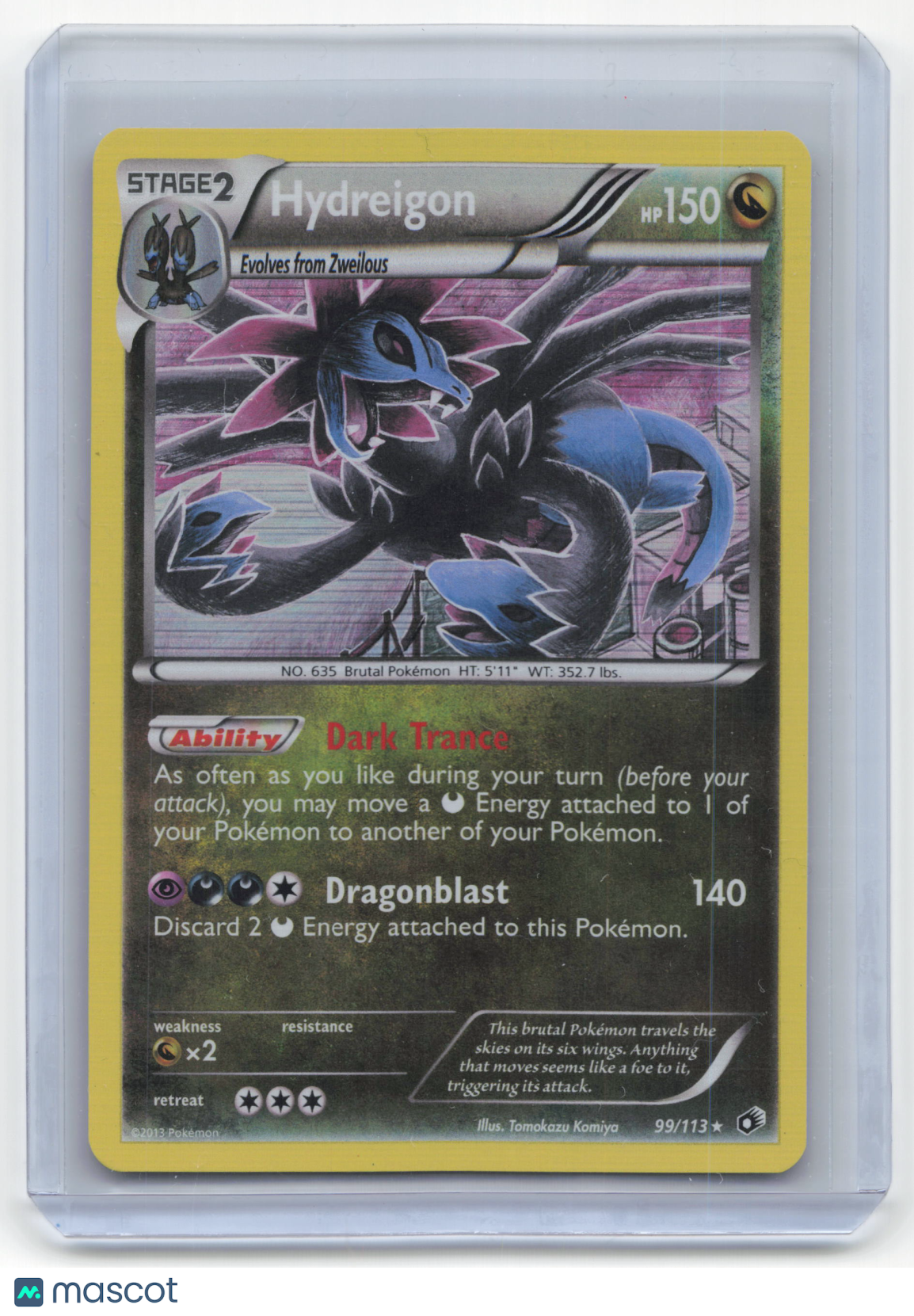 2013 Pokemon Hydreigon Plasma Blast Rare #99/113 Near Mint