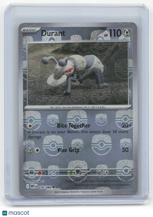 2025 Pokemon Durant White Flare Reverse Holo #70/86 Masterball Pattern Near Mint