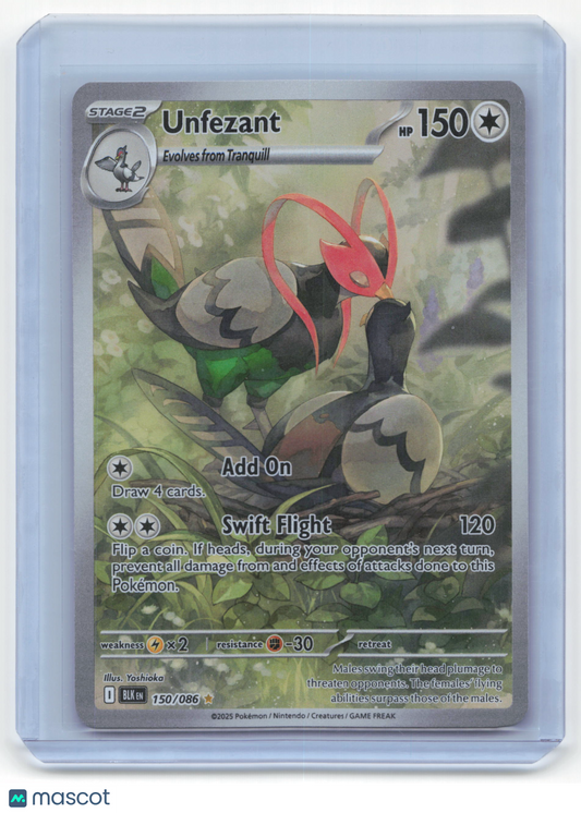 2025 Pokemon Unfezant Black Bolt Illustration Rare #150/086 Near Mint