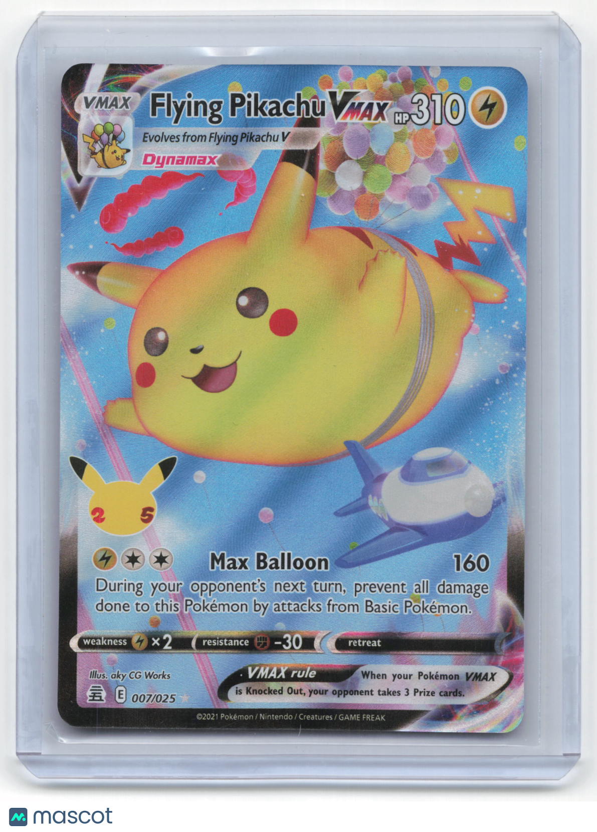 2021 Pokemon Flying Pikachu VMAX Celebrations Ultra Rare #007/025 Near Mint