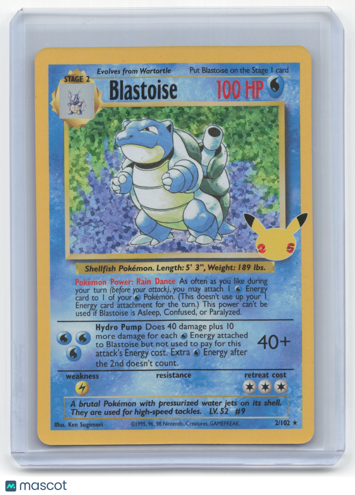2021 Pokemon Blastoise Celebrations: Classic Collection Holo #2/102 Near Mint