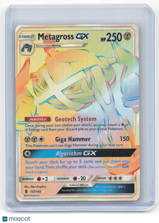 2017 Pokemon Metagross GX Guardians Rising Secret Rare #157/145 Lightly Played