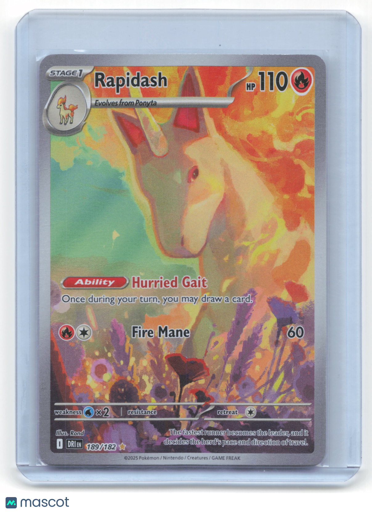 2025 Pokemon Rapidash Destined Rivals Illustration Rare #189/182 Near Mint