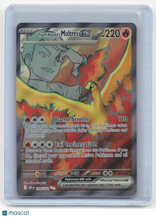 2025 Pokemon Team Rocket's Moltres EX Destined Rivals Ultra Rare #208/182 NM