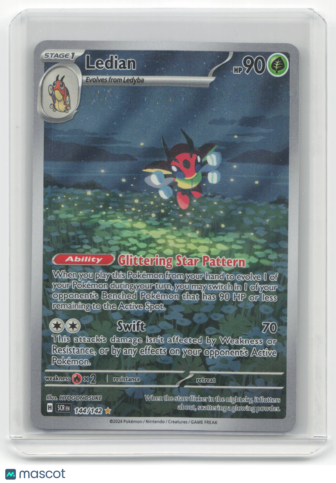 2024 Pokemon Ledian Stellar Crown Illustration Rare Holo #144/142 Near Mint