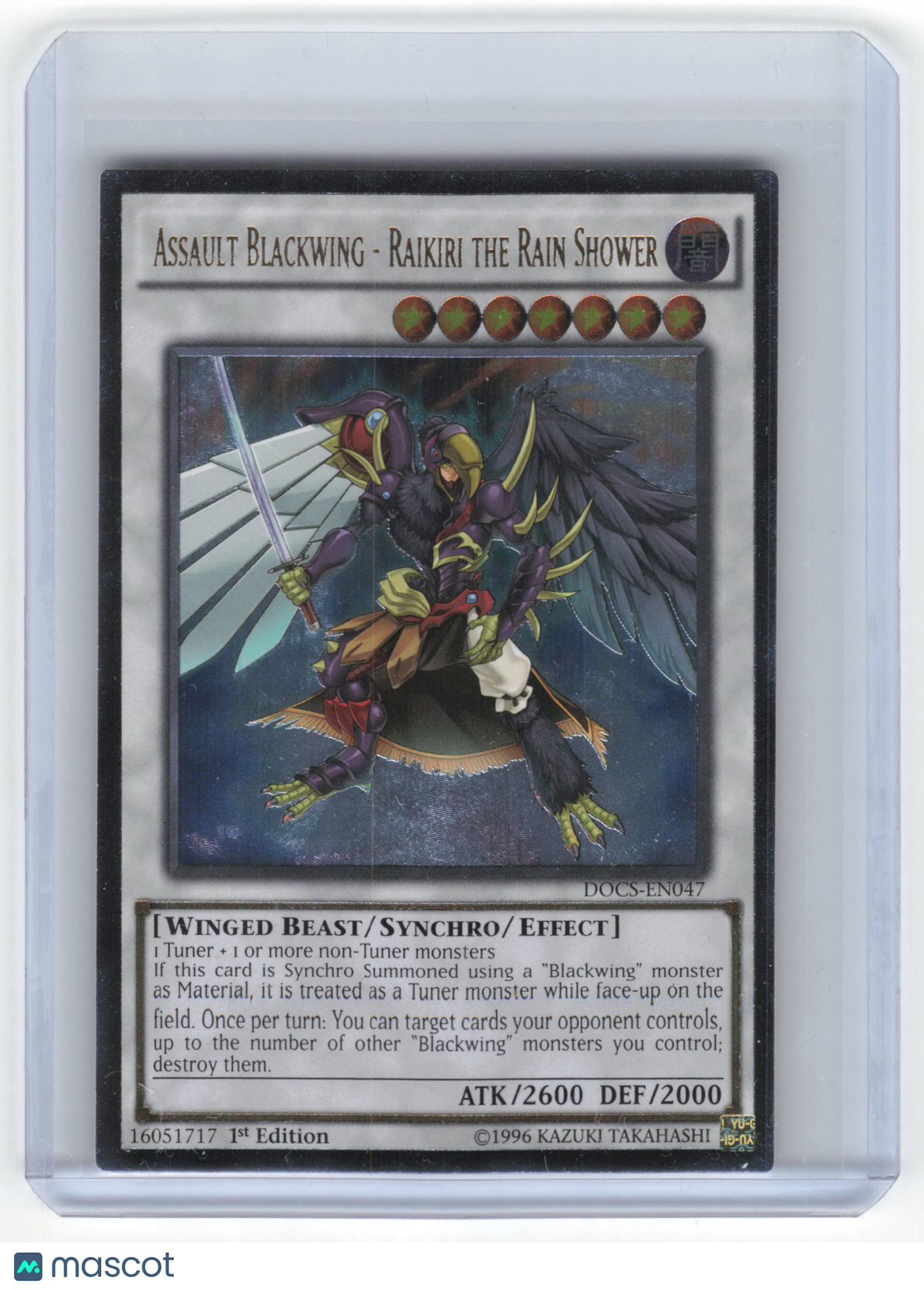 2015 Yu-Gi-Oh! Assault Blackwing - Raikiri the Rain Shower #DOCS-EN047 1st Ed.