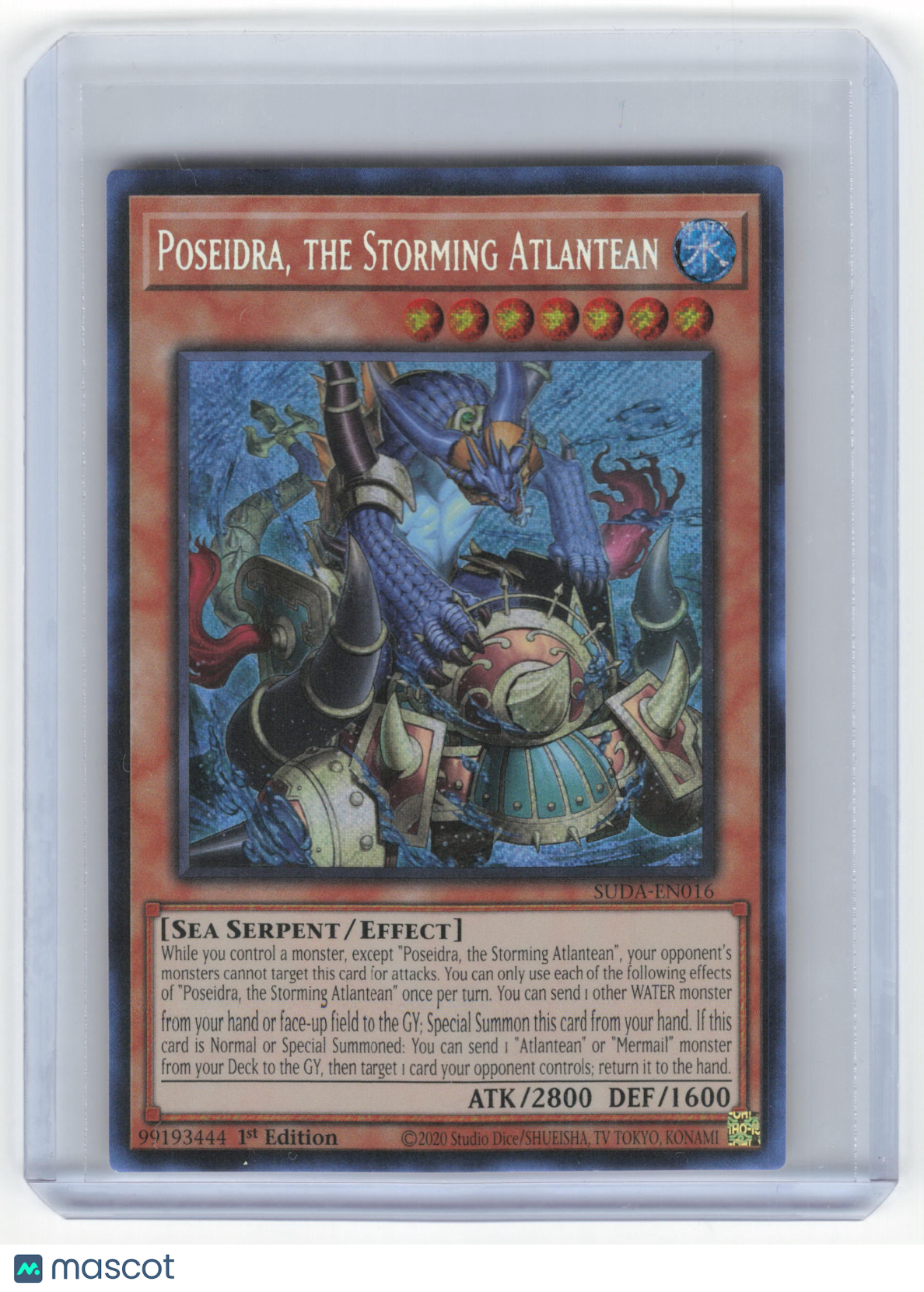 2025 Yu-Gi-Oh!  Poseidra, the Storming Atlantean SCR Holo #SUDA-EN016 1st Ed. NM
