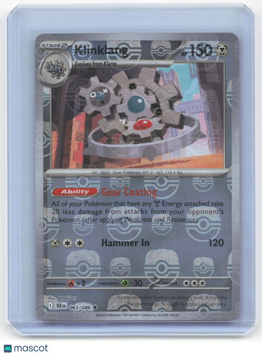 2025 Pokemon Klinklang Black Bolt Rare Reverse Holo #63/86 [Master Ball] NM