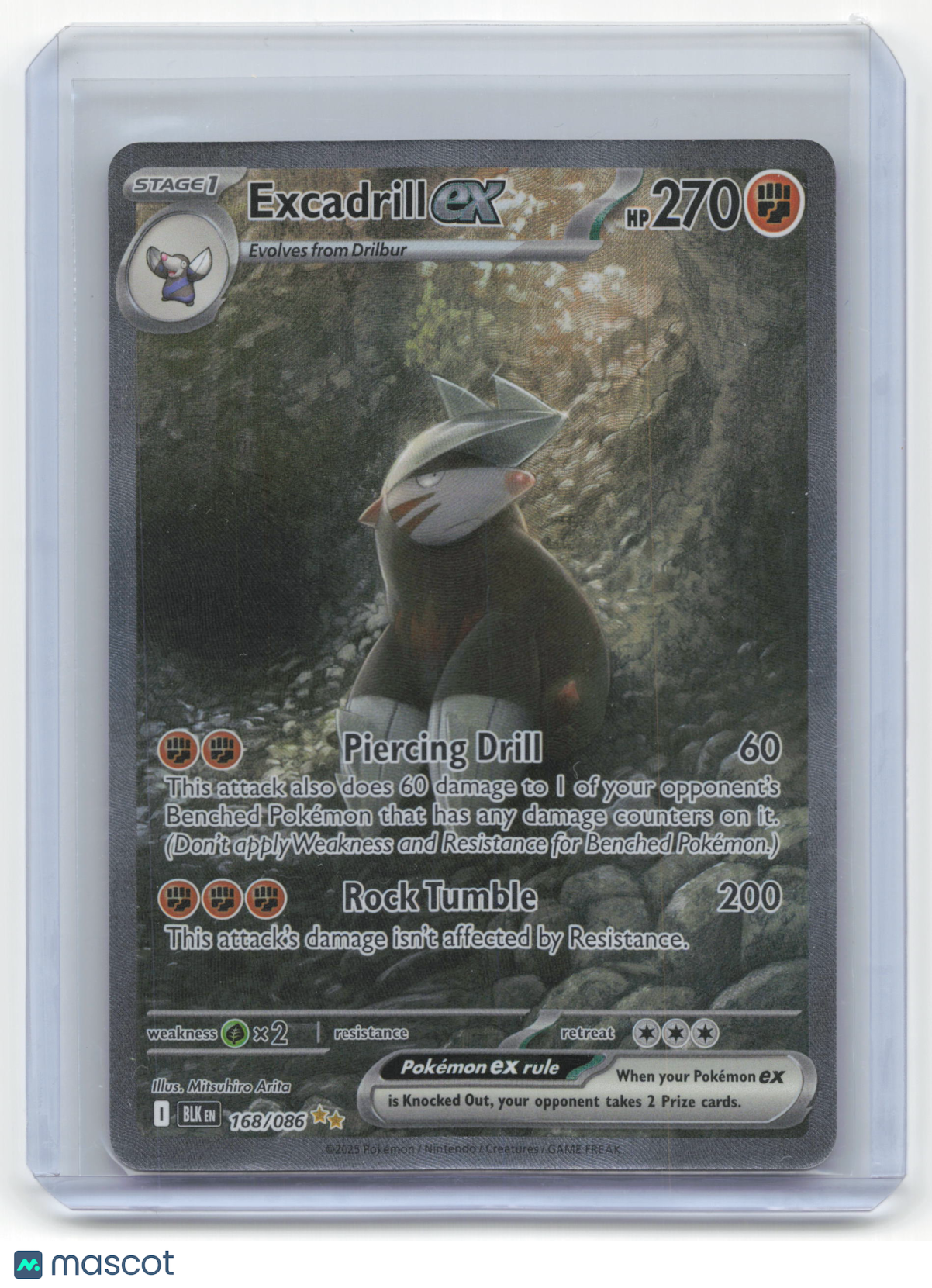 2025 Pokemon Excadrill EX Black Bolt Special Illustration Rare #168/86 Near Mint