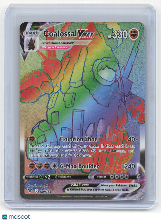 2020 Pokemon Coalossal VMAX Vivid Voltage Secret Rare Rainbow #189/185 Near Mint