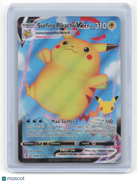 2021 Pokemon Surfing Pikachu VMAX Celebrations Rare Holo #9/25 Near Mint