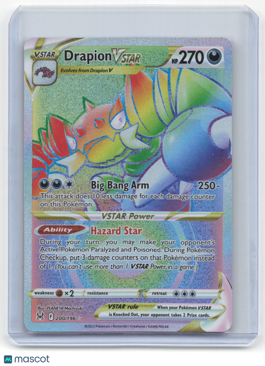 2022 Pokemon Drapion VSTAR Lost Origin Secret Rare Rainbow #200/196 Near Mint