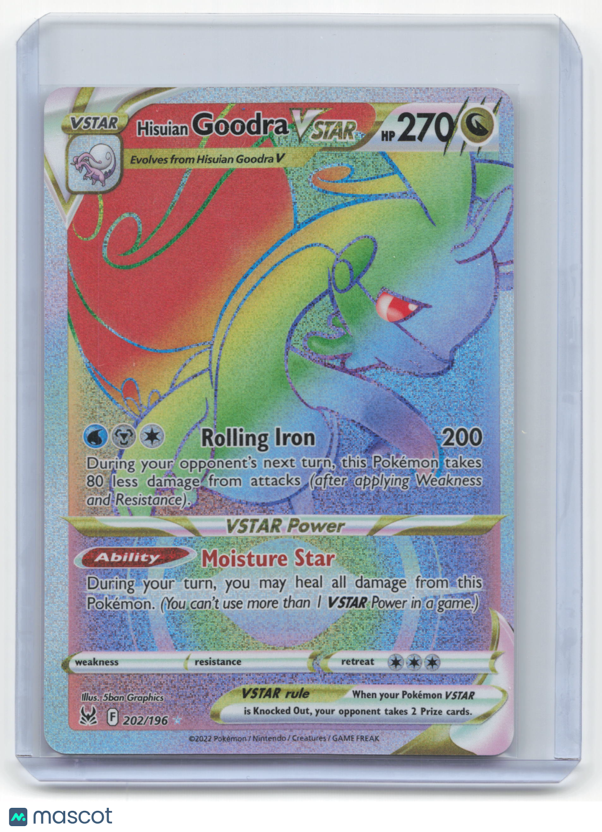 2022 Pokemon Hisuian Goodra VSTAR Lost Origin Secret Rare #202/196 Near Mint