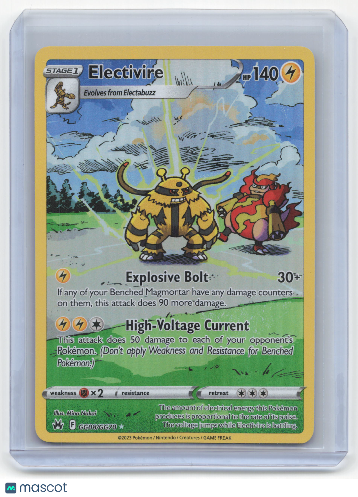2023 Pokemon Electivire Crown Zenith: Galarian Gallery Rare #GG08/GG70 Near Mint