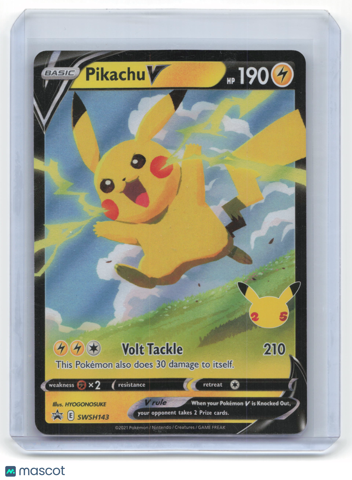 2021 Pokemon Pikachu V Sword & Shield Black Star Promo Holo #SWSH143 Near Mint