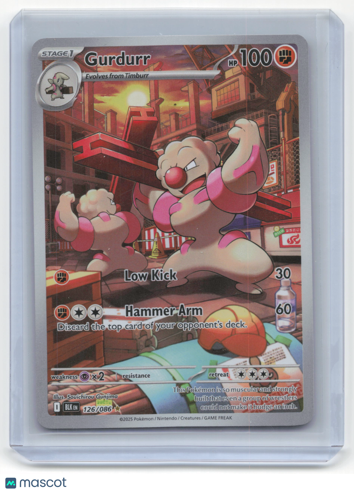 2025 Pokemon Gurdurr Black Bolt Illustration Rare #126/86 Near Mint