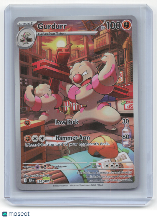 2025 Pokemon Gurdurr Black Bolt Illustration Rare #126/86 Near Mint