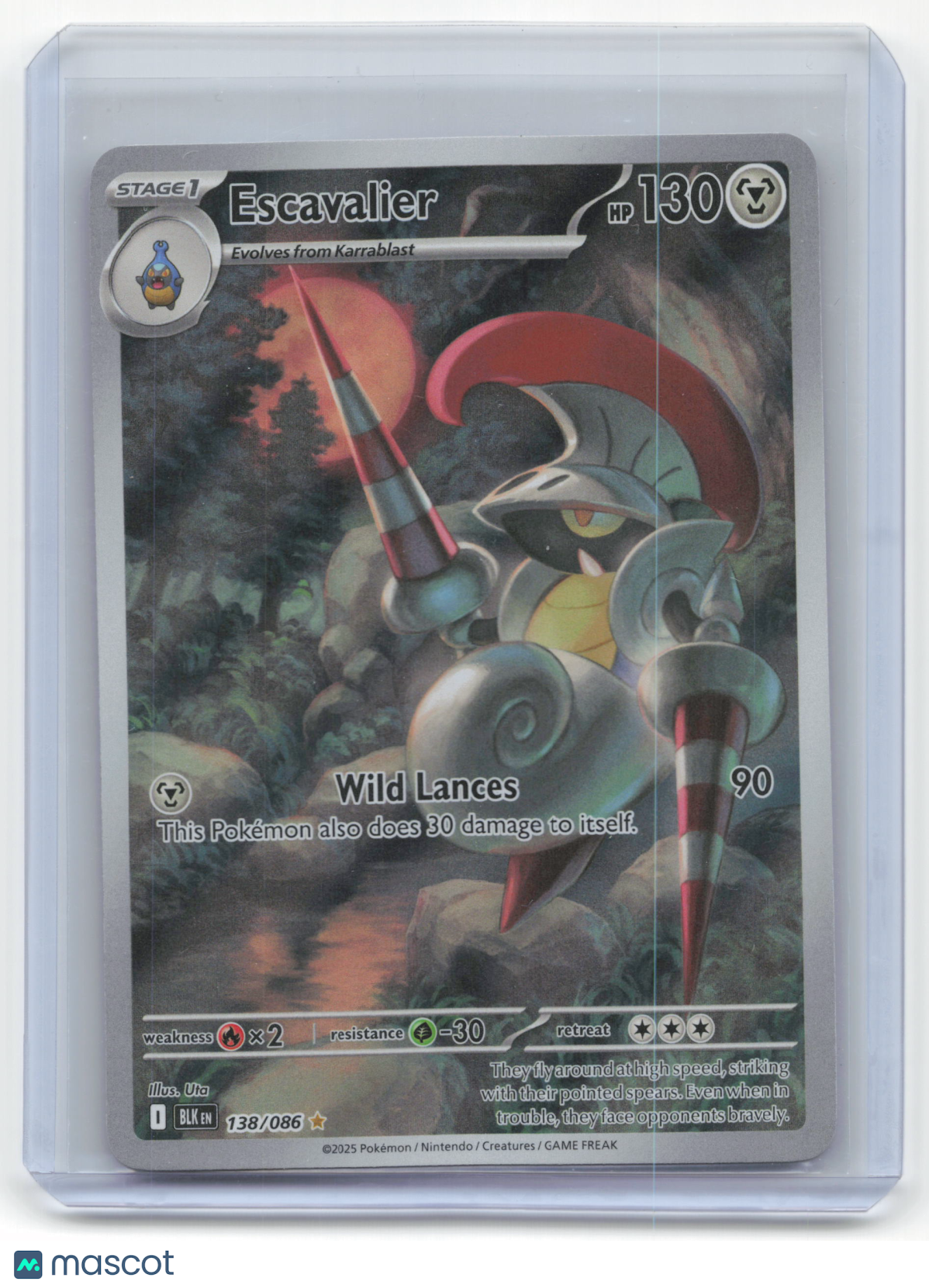 2025 Pokemon Escavalier Black Bolt Illustration Rare #138/86 Near Mint