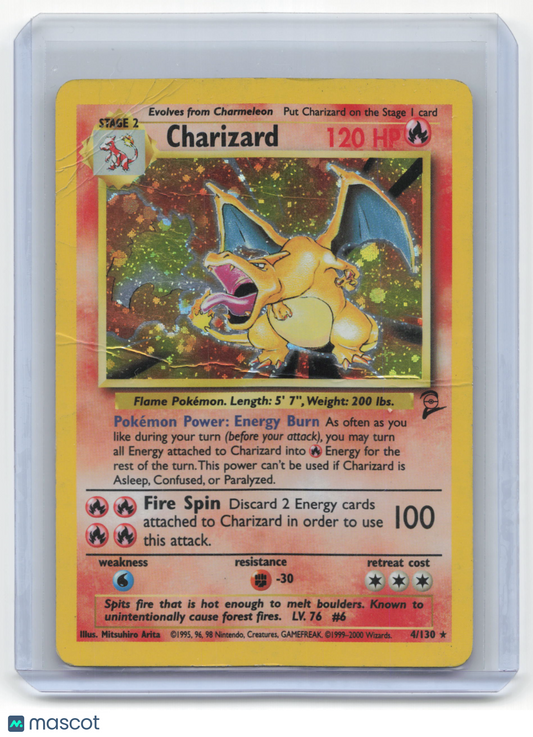 2000 Pokemon Charizard Base Set 2 Rare Holo #4/130 [Damaged]